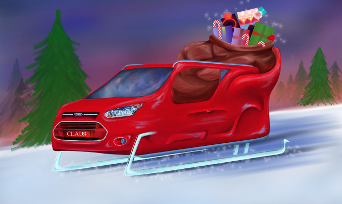 Santa's all-new 2014 Transit Connect Wagon Sleigh Concept